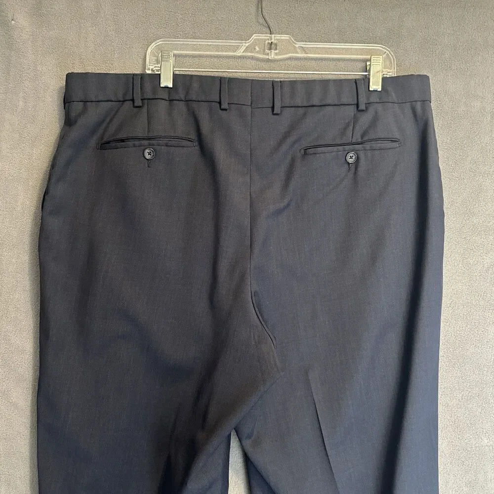 Ballin Dress Pants 100% Super 120s Wool Comfort-Eze Mens 40x27.5 Blue Flat Front